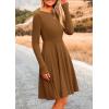 imagePRETTYGARDEN Womens Fall Short Dress Ribbed Knit Crewneck Long Sleeve A Line Flowy Casual Elegant Going Out Winter DressesBrown