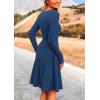 imagePRETTYGARDEN Womens Fall Short Dress Ribbed Knit Crewneck Long Sleeve A Line Flowy Casual Elegant Going Out Winter DressesDark Blue