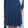 imagePRETTYGARDEN Womens Fall Short Dress Ribbed Knit Crewneck Long Sleeve A Line Flowy Casual Elegant Going Out Winter DressesDark Blue