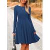 imagePRETTYGARDEN Womens Fall Short Dress Ribbed Knit Crewneck Long Sleeve A Line Flowy Casual Elegant Going Out Winter DressesDark Blue