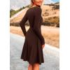 imagePRETTYGARDEN Womens Fall Short Dress Ribbed Knit Crewneck Long Sleeve A Line Flowy Casual Elegant Going Out Winter DressesDark Coffee