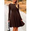 imagePRETTYGARDEN Womens Fall Short Dress Ribbed Knit Crewneck Long Sleeve A Line Flowy Casual Elegant Going Out Winter DressesDark Coffee