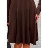 imagePRETTYGARDEN Womens Fall Short Dress Ribbed Knit Crewneck Long Sleeve A Line Flowy Casual Elegant Going Out Winter DressesDark Coffee