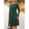 imagePRETTYGARDEN Womens Fall Short Dress Ribbed Knit Crewneck Long Sleeve A Line Flowy Casual Elegant Going Out Winter DressesDark Green