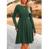 imagePRETTYGARDEN Womens Fall Short Dress Ribbed Knit Crewneck Long Sleeve A Line Flowy Casual Elegant Going Out Winter DressesDark Green