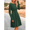 imagePRETTYGARDEN Womens Fall Short Dress Ribbed Knit Crewneck Long Sleeve A Line Flowy Casual Elegant Going Out Winter DressesDark Green