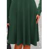 imagePRETTYGARDEN Womens Fall Short Dress Ribbed Knit Crewneck Long Sleeve A Line Flowy Casual Elegant Going Out Winter DressesDark Green
