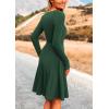 imagePRETTYGARDEN Womens Fall Short Dress Ribbed Knit Crewneck Long Sleeve A Line Flowy Casual Elegant Going Out Winter DressesDark Green