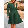 imagePRETTYGARDEN Womens Fall Short Dress Ribbed Knit Crewneck Long Sleeve A Line Flowy Casual Elegant Going Out Winter DressesDark Green