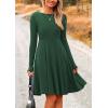 imagePRETTYGARDEN Womens Fall Short Dress Ribbed Knit Crewneck Long Sleeve A Line Flowy Casual Elegant Going Out Winter DressesDark Green