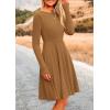 imagePRETTYGARDEN Womens Fall Short Dress Ribbed Knit Crewneck Long Sleeve A Line Flowy Casual Elegant Going Out Winter DressesDark Khaki