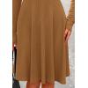 imagePRETTYGARDEN Womens Fall Short Dress Ribbed Knit Crewneck Long Sleeve A Line Flowy Casual Elegant Going Out Winter DressesDark Khaki