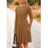 imagePRETTYGARDEN Womens Fall Short Dress Ribbed Knit Crewneck Long Sleeve A Line Flowy Casual Elegant Going Out Winter DressesDark Khaki