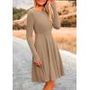 imagePRETTYGARDEN Womens Fall Short Dress Ribbed Knit Crewneck Long Sleeve A Line Flowy Casual Elegant Going Out Winter DressesKhaki