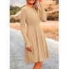 imagePRETTYGARDEN Womens Fall Short Dress Ribbed Knit Crewneck Long Sleeve A Line Flowy Casual Elegant Going Out Winter DressesLight Apricot