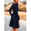 imagePRETTYGARDEN Womens Fall Short Dress Ribbed Knit Crewneck Long Sleeve A Line Flowy Casual Elegant Going Out Winter DressesNavy