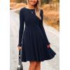imagePRETTYGARDEN Womens Fall Short Dress Ribbed Knit Crewneck Long Sleeve A Line Flowy Casual Elegant Going Out Winter DressesNavy