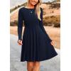 imagePRETTYGARDEN Womens Fall Short Dress Ribbed Knit Crewneck Long Sleeve A Line Flowy Casual Elegant Going Out Winter DressesNavy