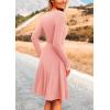 imagePRETTYGARDEN Womens Fall Short Dress Ribbed Knit Crewneck Long Sleeve A Line Flowy Casual Elegant Going Out Winter DressesPink