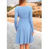 imagePRETTYGARDEN Womens Fall Short Dress Ribbed Knit Crewneck Long Sleeve A Line Flowy Casual Elegant Going Out Winter DressesSky Blue