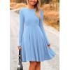 imagePRETTYGARDEN Womens Fall Short Dress Ribbed Knit Crewneck Long Sleeve A Line Flowy Casual Elegant Going Out Winter DressesSky Blue