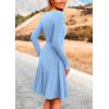 imagePRETTYGARDEN Womens Fall Short Dress Ribbed Knit Crewneck Long Sleeve A Line Flowy Casual Elegant Going Out Winter DressesSky Blue