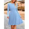 imagePRETTYGARDEN Womens Fall Short Dress Ribbed Knit Crewneck Long Sleeve A Line Flowy Casual Elegant Going Out Winter DressesSky Blue