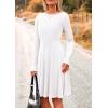imagePRETTYGARDEN Womens Fall Short Dress Ribbed Knit Crewneck Long Sleeve A Line Flowy Casual Elegant Going Out Winter DressesWhite