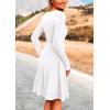 imagePRETTYGARDEN Womens Fall Short Dress Ribbed Knit Crewneck Long Sleeve A Line Flowy Casual Elegant Going Out Winter DressesWhite