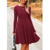 imagePRETTYGARDEN Womens Fall Short Dress Ribbed Knit Crewneck Long Sleeve A Line Flowy Casual Elegant Going Out Winter DressesWine Red