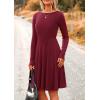 imagePRETTYGARDEN Womens Fall Short Dress Ribbed Knit Crewneck Long Sleeve A Line Flowy Casual Elegant Going Out Winter DressesWine Red