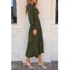 imagePRETTYGARDEN Womens Fall Spring Midi Dress Long Sleeve Floral Smocked Elegant Wedding Guest Long Flowy Dresses with PocketsArmy Green