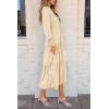 imagePRETTYGARDEN Womens Fall Spring Midi Dress Long Sleeve Floral Smocked Elegant Wedding Guest Long Flowy Dresses with PocketsBeige