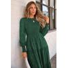 imagePRETTYGARDEN Womens Fall Spring Midi Dress Long Sleeve Floral Smocked Elegant Wedding Guest Long Flowy Dresses with PocketsDark Green