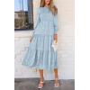 imagePRETTYGARDEN Womens Fall Spring Midi Dress Long Sleeve Floral Smocked Elegant Wedding Guest Long Flowy Dresses with PocketsLight Blue