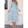 imagePRETTYGARDEN Womens Fall Spring Midi Dress Long Sleeve Floral Smocked Elegant Wedding Guest Long Flowy Dresses with PocketsLight Blue