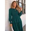 imagePRETTYGARDEN Womens Fall Spring Midi Dress Long Sleeve Floral Smocked Elegant Wedding Guest Long Flowy Dresses with PocketsMalachite Green