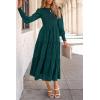 imagePRETTYGARDEN Womens Fall Spring Midi Dress Long Sleeve Floral Smocked Elegant Wedding Guest Long Flowy Dresses with PocketsMalachite Green