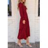 imagePRETTYGARDEN Womens Fall Spring Midi Dress Long Sleeve Floral Smocked Elegant Wedding Guest Long Flowy Dresses with PocketsRed