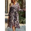 imagePRETTYGARDEN Womens Floral Boho Dress Fall Long Sleeve Wrap V Neck Ruffle Flowy Maxi Spring Wedding Guest Vacation DressesFloral Black