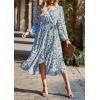 imagePRETTYGARDEN Womens Floral Boho Dress Fall Long Sleeve Wrap V Neck Ruffle Flowy Maxi Spring Wedding Guest Vacation DressesFloral Blue