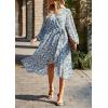 imagePRETTYGARDEN Womens Floral Boho Dress Fall Long Sleeve Wrap V Neck Ruffle Flowy Maxi Spring Wedding Guest Vacation DressesFloral Blue