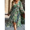 imagePRETTYGARDEN Womens Floral Boho Dress Fall Long Sleeve Wrap V Neck Ruffle Flowy Maxi Spring Wedding Guest Vacation DressesFloral Green