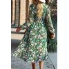 imagePRETTYGARDEN Womens Floral Boho Dress Fall Long Sleeve Wrap V Neck Ruffle Flowy Maxi Spring Wedding Guest Vacation DressesFloral Green