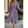 imagePRETTYGARDEN Womens Floral Boho Dress Fall Long Sleeve Wrap V Neck Ruffle Flowy Maxi Spring Wedding Guest Vacation DressesFloral Navy