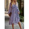 imagePRETTYGARDEN Womens Floral Boho Dress Fall Long Sleeve Wrap V Neck Ruffle Flowy Maxi Spring Wedding Guest Vacation DressesFloral Navy