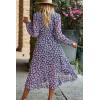 imagePRETTYGARDEN Womens Floral Boho Dress Fall Long Sleeve Wrap V Neck Ruffle Flowy Maxi Spring Wedding Guest Vacation DressesFloral Navy