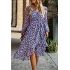 imagePRETTYGARDEN Womens Floral Boho Dress Fall Long Sleeve Wrap V Neck Ruffle Flowy Maxi Spring Wedding Guest Vacation DressesFloral Navy