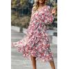 imagePRETTYGARDEN Womens Floral Boho Dress Fall Long Sleeve Wrap V Neck Ruffle Flowy Maxi Spring Wedding Guest Vacation DressesFloral Pink