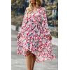 imagePRETTYGARDEN Womens Floral Boho Dress Fall Long Sleeve Wrap V Neck Ruffle Flowy Maxi Spring Wedding Guest Vacation DressesFloral Pink